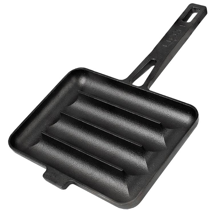Sarkoyar Cast Iron Sausage Pan with Anti-Scald Wooden Handle Non-Stick Pre  Seasoned Grilled Sausage Pot Kitchen Outdoor Use